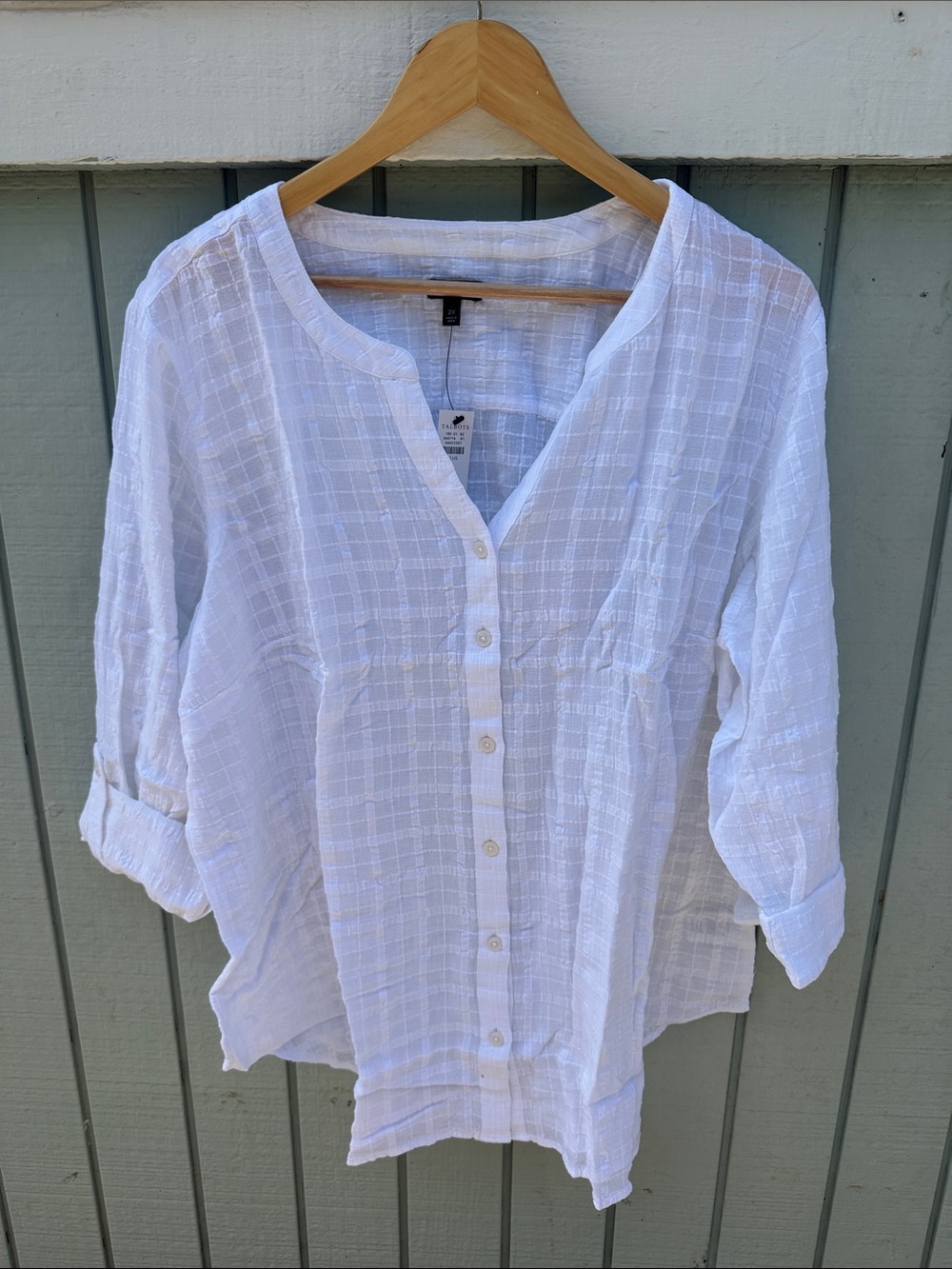 Talbots White Button-Down Gauzy button down Shirt